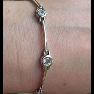 Sterling Silver & CZ Station Bracelet